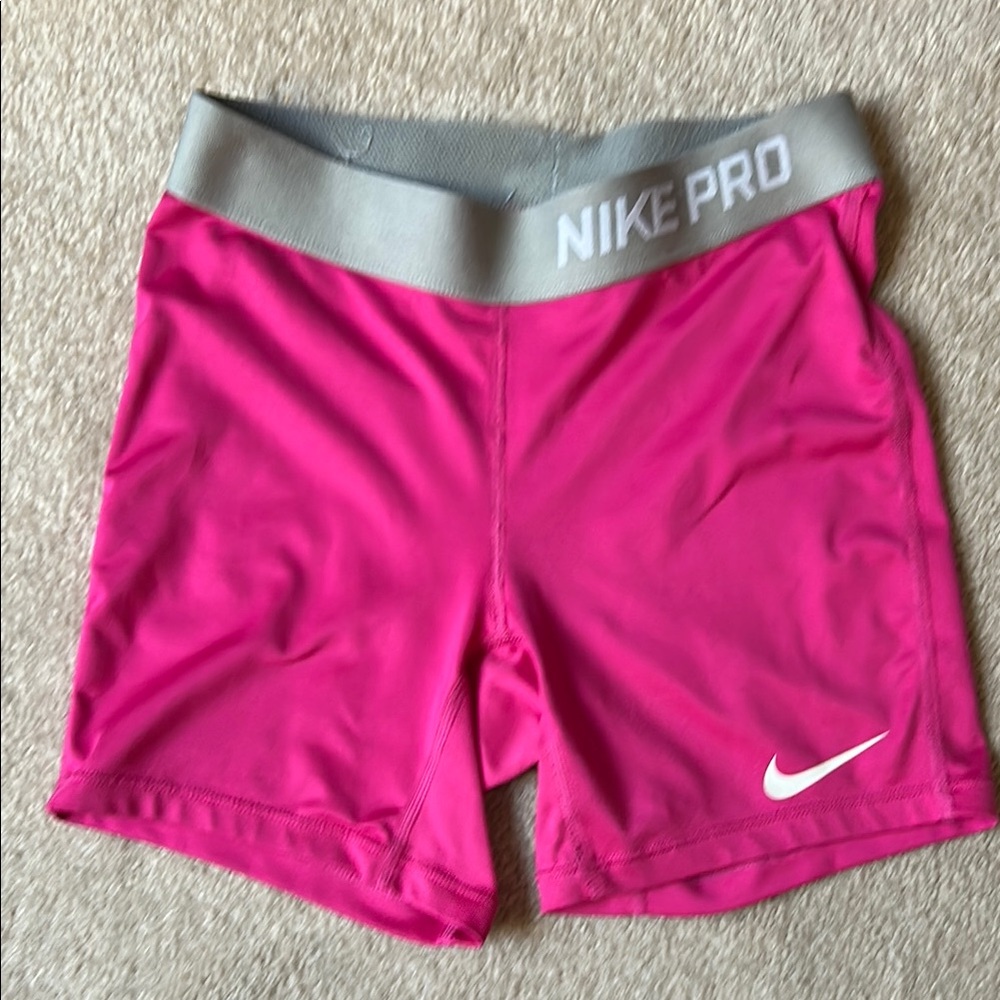 Nike Kids Fuchsia and Gray Pro Shorts
